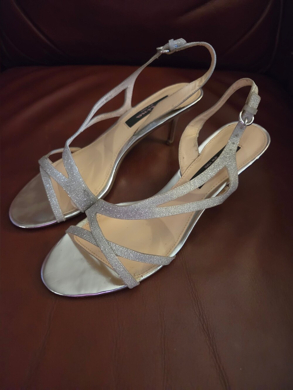 Nina Silver Glitter Slingback Heeled Sandals